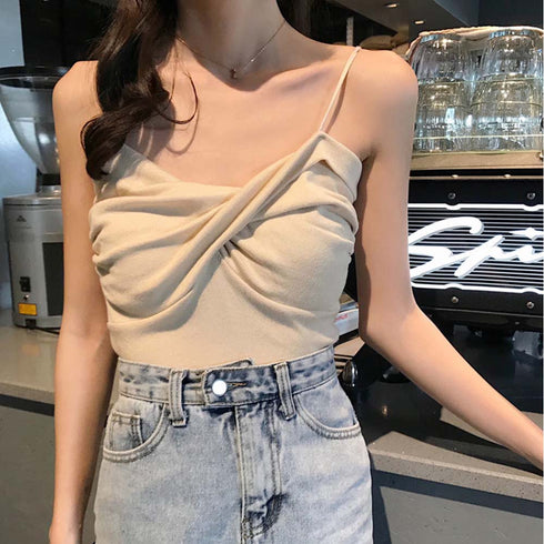 キャミソール ビスチェ オフショルダー キャミソール ビスチェ オフショルダー サマーニット 無地 レディース トップス 89CXN-002