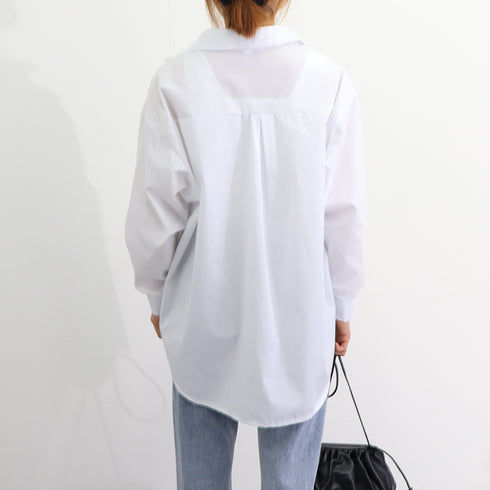 シャツブラウス トップス ゆったり 春 ゆったり レディース ワイドシャツ 長袖 カーディガン 胸ポケット付き オーバー ボタン シルエット 通勤 通学 89CXN-034