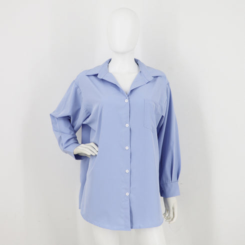 ブラウス トップス 長袖 レディース 春 ワイドシャツ カーディガン シャツブラウス 胸ポケット付き オーバー ボタン ゆったり シルエット 89DIELV-003