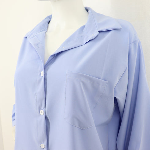 ブラウス トップス 長袖 レディース 春 ワイドシャツ カーディガン シャツブラウス 胸ポケット付き オーバー ボタン ゆったり シルエット 89DIELV-003