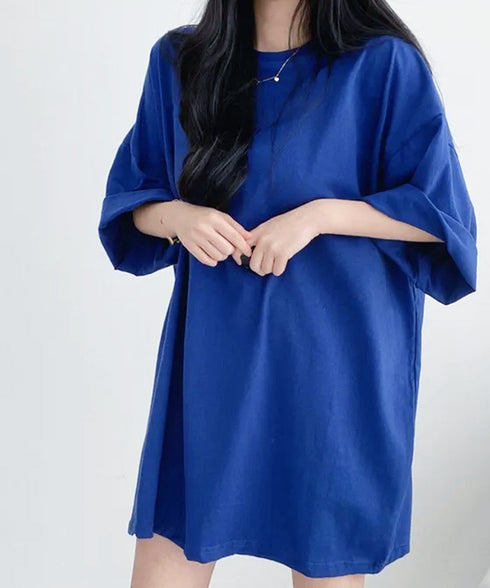 バックプリントTシャツ ゆったりビッグt ロングtシャツ レディース ビッグロゴT体型カバー 半袖英字ロゴカットソーユニセックス 夏t 韓国風 チュニックトップス 89EKDZ-002