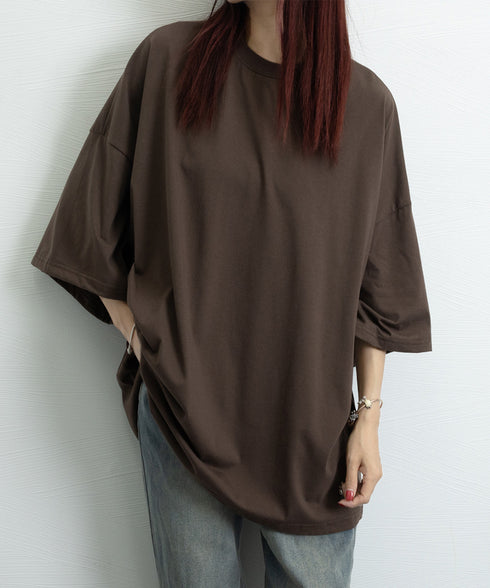 バックプリントTシャツ ゆったりビッグt ロングtシャツ レディース ビッグロゴT体型カバー 半袖英字ロゴカットソーユニセックス 夏t 韓国風 チュニックトップス 89EKDZ-002