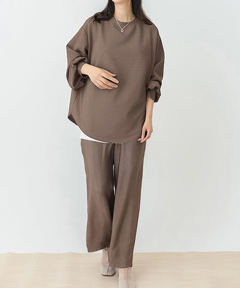 トレーナーレディーススウェットシャツ薄手 パフスリーブ 無地 トップス おしゃれ長袖プルオーバー 体型カバーカットソー ゆったり春秋服オルチャン ワッフル生地 89EKDZ-004