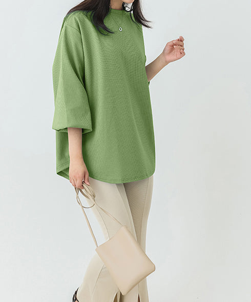 トレーナーレディーススウェットシャツ薄手 パフスリーブ 無地 トップス おしゃれ長袖プルオーバー 体型カバーカットソー ゆったり春秋服オルチャン ワッフル生地 89EKDZ-004