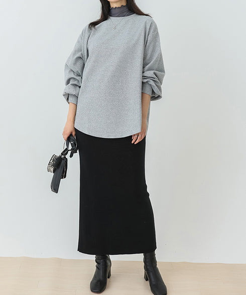 トレーナーレディーススウェットシャツ薄手 パフスリーブ 無地 トップス おしゃれ長袖プルオーバー 体型カバーカットソー ゆったり春秋服オルチャン ワッフル生地 89EKDZ-004