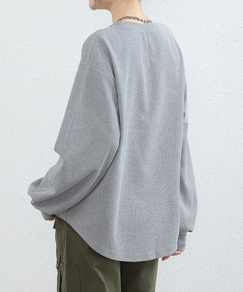 トレーナーレディーススウェットシャツ薄手 パフスリーブ 無地 トップス おしゃれ長袖プルオーバー 体型カバーカットソー ゆったり春秋服オルチャン ワッフル生地 89EKDZ-004