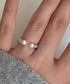 オープンリングセット フェイクパール指輪 重ね付けリング レディース プチプラジュエリー 結婚式 キラキラ お洒落アクセサリー 2点セット 韓国風リングプレゼント 89HANSHA-001