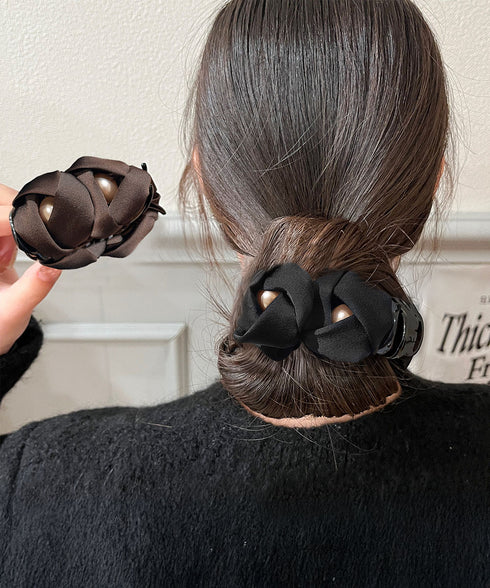 フラワーヘアバンスクリップ 簡単まとめ髪 レディース ヘアクリップ 大人上品 きれいめ ヘアアクセ 韓国風 フェイクパール飾り ヘアアクセサリー雑貨 フェミニン 89HSH-001