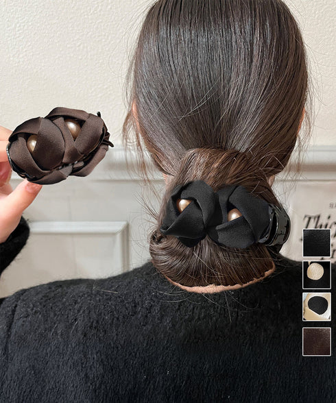 フラワーヘアバンスクリップ 簡単まとめ髪 レディース ヘアクリップ 大人上品 きれいめ ヘアアクセ 韓国風 フェイクパール飾り ヘアアクセサリー雑貨 フェミニン 89HSH-001