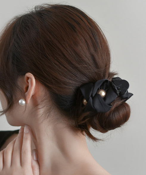 フラワーヘアバンスクリップ 簡単まとめ髪 レディース ヘアクリップ 大人上品 きれいめ ヘアアクセ 韓国風 フェイクパール飾り ヘアアクセサリー雑貨 フェミニン 89HSH-001