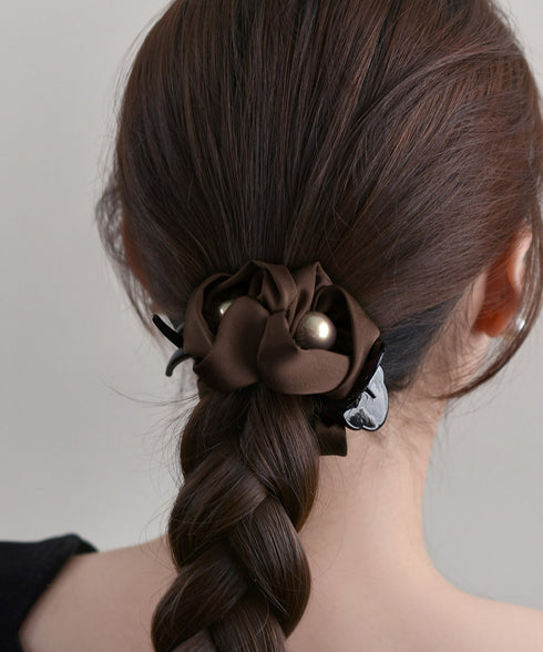 フラワーヘアバンスクリップ 簡単まとめ髪 レディース ヘアクリップ 大人上品 きれいめ ヘアアクセ 韓国風 フェイクパール飾り ヘアアクセサリー雑貨 フェミニン 89HSH-001