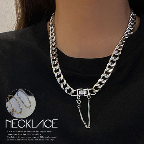 チョーカーネックレス チェーン シルバー 太め ボリューム レディース オシャレ 男女兼用 韓国風 アクセサリー 89HUAY-003