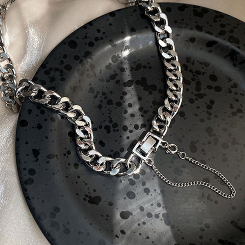 チョーカーネックレス チェーン シルバー 太め ボリューム レディース オシャレ 男女兼用 韓国風 アクセサリー 89HUAY-003