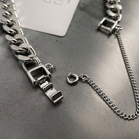 チョーカーネックレス チェーン シルバー 太め ボリューム レディース オシャレ 男女兼用 韓国風 アクセサリー 89HUAY-003