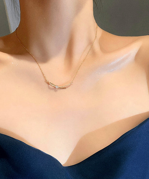 ネックレス アクセサリー レディース チェーンネックレス リボン結び きらきら 細めネックレス 上品 輝く 結婚式 首飾り ラインストーン 女子会 プレゼント 89HUAY-006