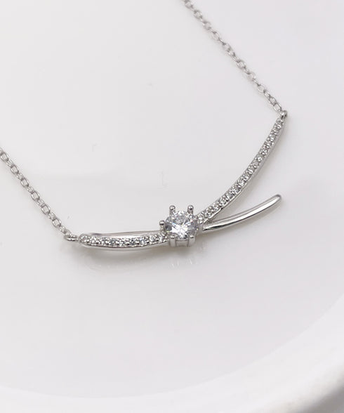 ネックレス アクセサリー レディース チェーンネックレス リボン結び きらきら 細めネックレス 上品 輝く 結婚式 首飾り ラインストーン 女子会 プレゼント 89HUAY-006