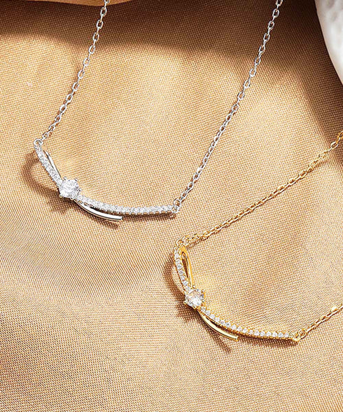 ネックレス アクセサリー レディース チェーンネックレス リボン結び きらきら 細めネックレス 上品 輝く 結婚式 首飾り ラインストーン 女子会 プレゼント 89HUAY-006