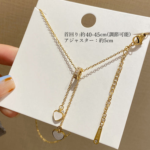 ネックレス チェーン ゴールド 貝殻 ハートモチーフネックレス レディース 韓国風 きらきら 可愛い オシャレ プレゼント 細めチェーン パーティー 女の子 89HUAY-013