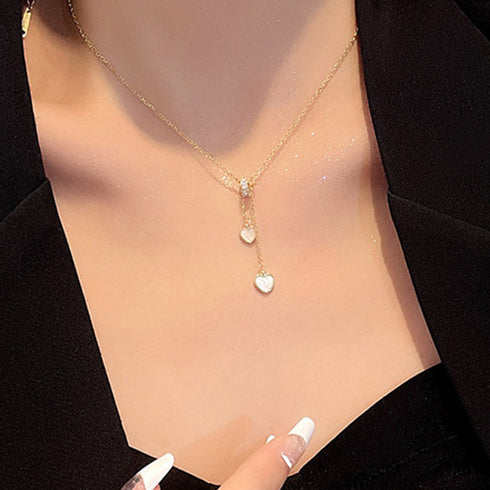 ネックレス チェーン ゴールド 貝殻 ハートモチーフネックレス レディース 韓国風 きらきら 可愛い オシャレ プレゼント 細めチェーン パーティー 女の子 89HUAY-013