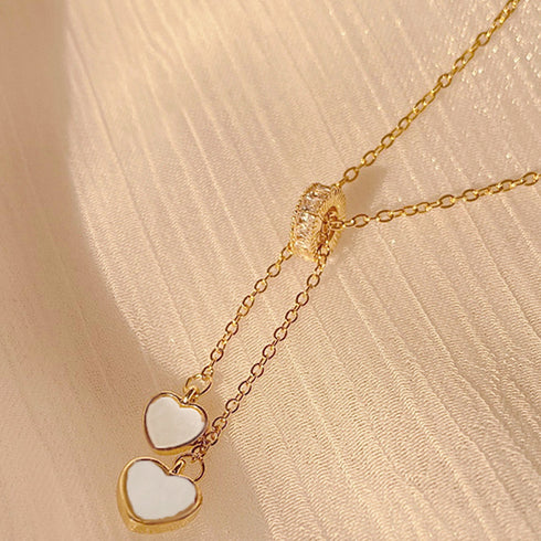 ネックレス チェーン ゴールド 貝殻 ハートモチーフネックレス レディース 韓国風 きらきら 可愛い オシャレ プレゼント 細めチェーン パーティー 女の子 89HUAY-013