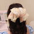 ビッグリボンバレッタ韓国ヘアアクセサリー 花柄 シフォンバレッタ 大きめリボン 髪飾り 蝶々結び 大人可愛い まとめ髪カジュアル女子会 おしゃれ 流行りタイダイ柄 89HXUAN-001