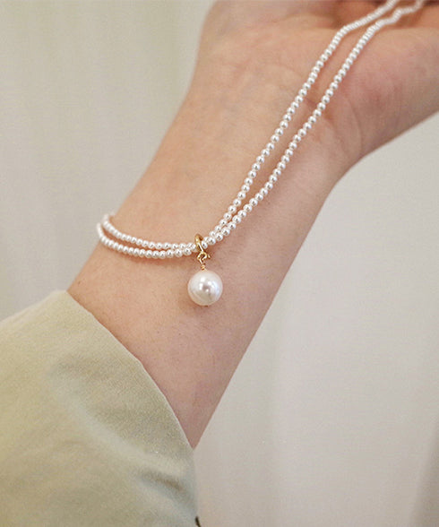 2連パールネックレス 結婚式 重ね付け風 レディース フェイクパール 可愛い 韓国風 アクセサリー 上品チョーカーネックレス 人気 トレンド きれいめ プレゼント 89JING-001