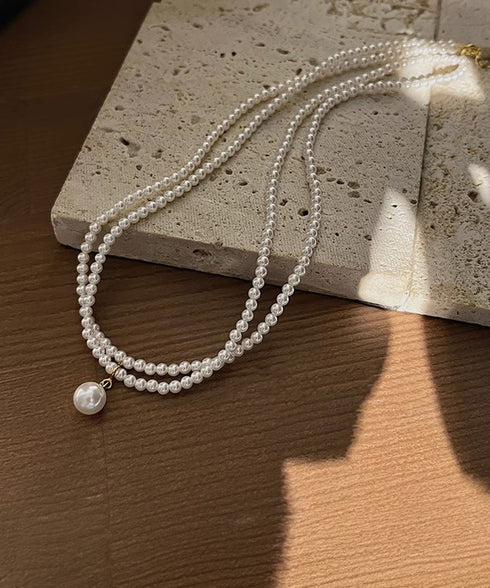 2連パールネックレス 結婚式 重ね付け風 レディース フェイクパール 可愛い 韓国風 アクセサリー 上品チョーカーネックレス 人気 トレンド きれいめ プレゼント 89JING-001