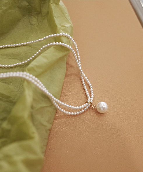 2連パールネックレス 結婚式 重ね付け風 レディース フェイクパール 可愛い 韓国風 アクセサリー 上品チョーカーネックレス 人気 トレンド きれいめ プレゼント 89JING-001