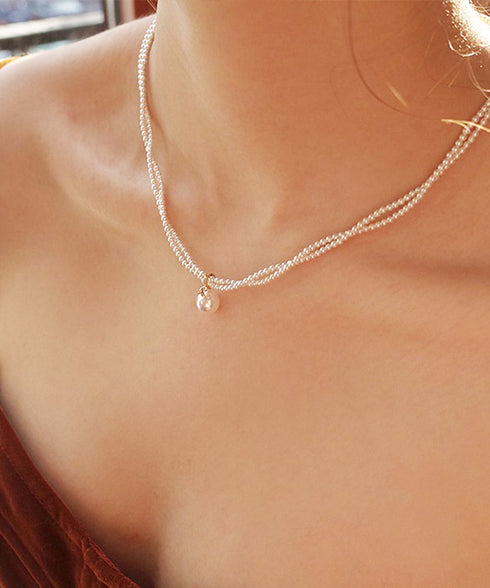 2連パールネックレス 結婚式 重ね付け風 レディース フェイクパール 可愛い 韓国風 アクセサリー 上品チョーカーネックレス 人気 トレンド きれいめ プレゼント 89JING-001