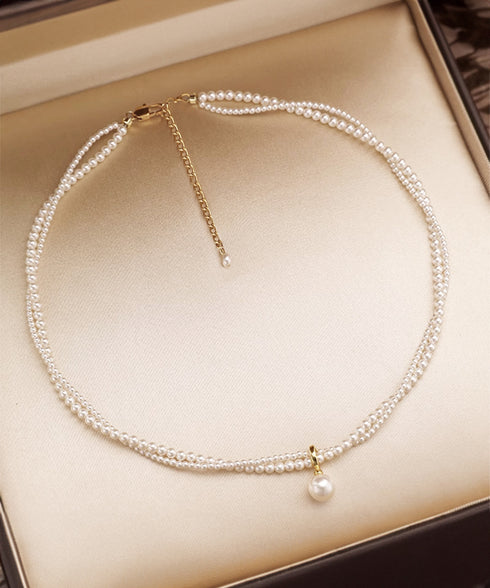 2連パールネックレス 結婚式 重ね付け風 レディース フェイクパール 可愛い 韓国風 アクセサリー 上品チョーカーネックレス 人気 トレンド きれいめ プレゼント 89JING-001