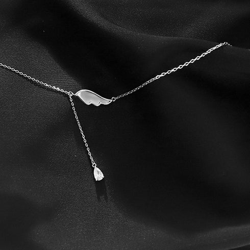 ネックレス 天使の羽根モチーフ 結婚式 貝殻ネックレス きらきら アクセサリー ラインストーン レディース オシャレ 89JYU-001