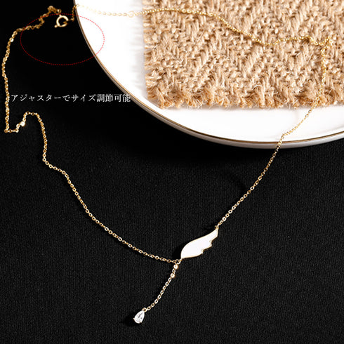 ネックレス 天使の羽根モチーフ 結婚式 貝殻ネックレス きらきら アクセサリー ラインストーン レディース オシャレ 89JYU-001