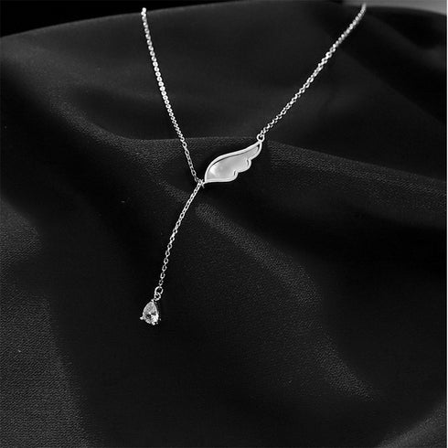 ネックレス 天使の羽根モチーフ 結婚式 貝殻ネックレス きらきら アクセサリー ラインストーン レディース オシャレ 89JYU-001