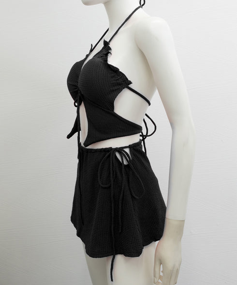 ビキニ水着3点セット セパレートギャザー レディース水着 可愛い 水着セット セクシー胸元 盛れるスイムウェア 背中見せ水着 夏海 ビーチウェア 無地 上下セット 89KANAN-001