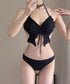 ビキニ水着3点セット セパレートギャザー レディース水着 可愛い 水着セット セクシー胸元 盛れるスイムウェア 背中見せ水着 夏海 ビーチウェア 無地 上下セット 89KANAN-001