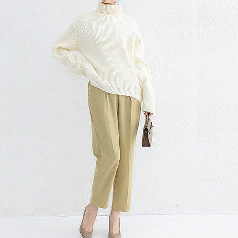テーパードパンツ レディースボトムス美脚 長ズボン フォーマル きれいめ ロングパンツ タック入り ラクチン通勤パンツ 体型カバー ベーシック 全6色 OLズボン 89KING-021