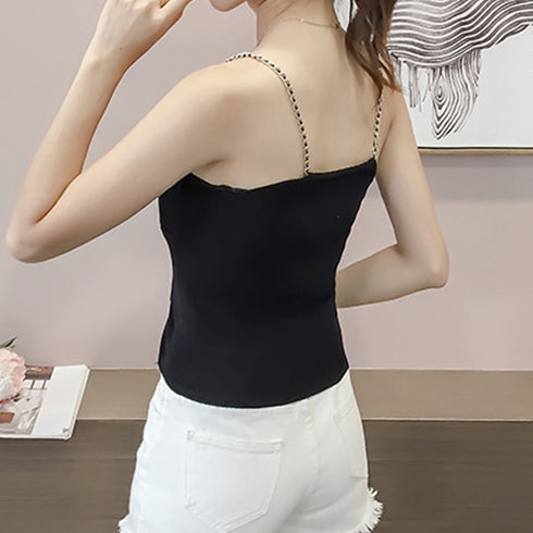 ニットキャミソール オフショルダー 夏 サマーニット ツイスト インナー へそ出し トップス ギャザー ビスチェ レディース セクシー シルエット カジュアル 89LAIFA-001