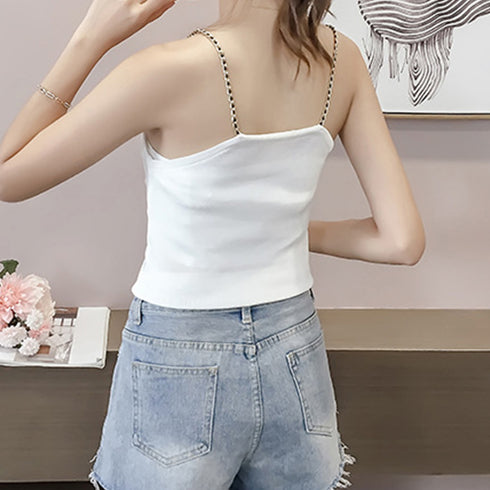 ニットキャミソール オフショルダー 夏 サマーニット ツイスト インナー へそ出し トップス ギャザー ビスチェ レディース セクシー シルエット カジュアル 89LAIFA-001