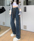 デニムパンツ 長ズボンハイウエスト美脚 レディース デニムセミワイドパンツ ロングパンツ ストレートパンツ カジュアル ズボン 韓国風 ジーンズ ボトムス 89LONGF-001