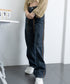 デニムパンツ 長ズボンハイウエスト美脚 レディース デニムセミワイドパンツ ロングパンツ ストレートパンツ カジュアル ズボン 韓国風 ジーンズ ボトムス 89LONGF-001