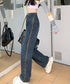 デニムパンツ 長ズボンハイウエスト美脚 レディース デニムセミワイドパンツ ロングパンツ ストレートパンツ カジュアル ズボン 韓国風 ジーンズ ボトムス 89LONGF-001