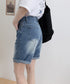 デニムショートパンツ ハイウエスト美脚夏 レディース ワイドシルエット ボトムス 短パン 体型カバー 着やせ 半ズボン 大人カジュアル ハーフパンツ ロールアップ 89LONGF-004