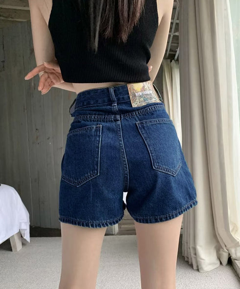 デニムショートパンツ ハイウエスト美脚夏 レディースパンツ ミニデニム ボトムス 大人カジュアル デニム短パン ホットパンツ 脚長 おしゃれ ジーパン オルチャン 89LUANXI-001