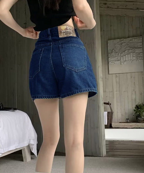 デニムショートパンツ ハイウエスト美脚夏 レディースパンツ ミニデニム ボトムス 大人カジュアル デニム短パン ホットパンツ 脚長 おしゃれ ジーパン オルチャン 89LUANXI-001