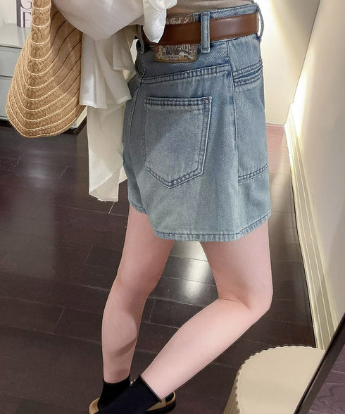 デニムショートパンツ ハイウエスト美脚夏 レディースパンツ ミニデニム ボトムス 大人カジュアル デニム短パン ホットパンツ 脚長 おしゃれ ジーパン オルチャン 89LUANXI-001