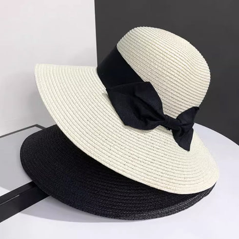麦わら帽子 ストローハットリボン付き夏帽 レディース 紫外線UV対策帽子 つば広 ビーチ帽子 春夏 日よけ帽子 折りたたみ UVケア リゾートハット アウトドア 89MAOZI-001