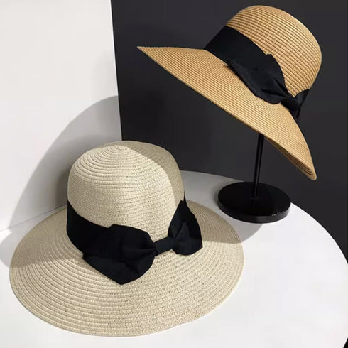 麦わら帽子 ストローハットリボン付き夏帽 レディース 紫外線UV対策帽子 つば広 ビーチ帽子 春夏 日よけ帽子 折りたたみ UVケア リゾートハット アウトドア 89MAOZI-001