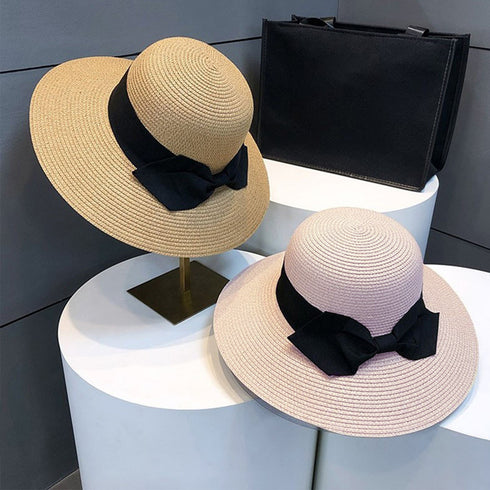 麦わら帽子 ストローハットリボン付き夏帽 レディース 紫外線UV対策帽子 つば広 ビーチ帽子 春夏 日よけ帽子 折りたたみ UVケア リゾートハット アウトドア 89MAOZI-001