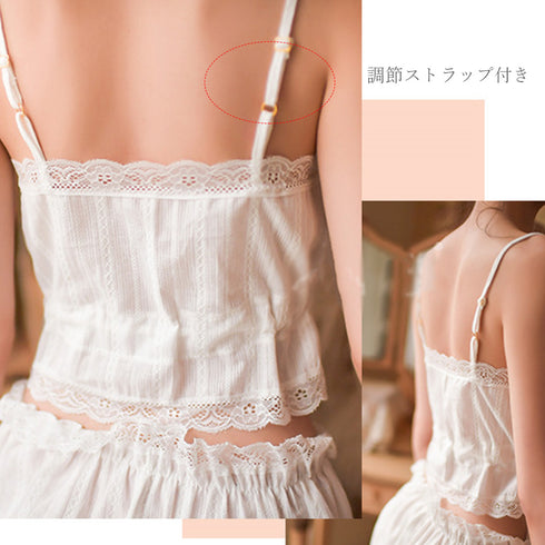 ルームウェア 花柄 レース キャミソール パジャマ セットアップ ショートパンツ レディース セクシー 可愛い 上下セット 89MEIER-001
