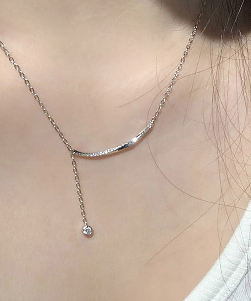 Y字ネックレスレディース 結婚式 韓国風 華奢チェーンネックレス キラキラ輝くラインストーン首飾り 縦ライン ジュエリー 清楚系アクセサリー プレゼントパーティー 89MIGE-003